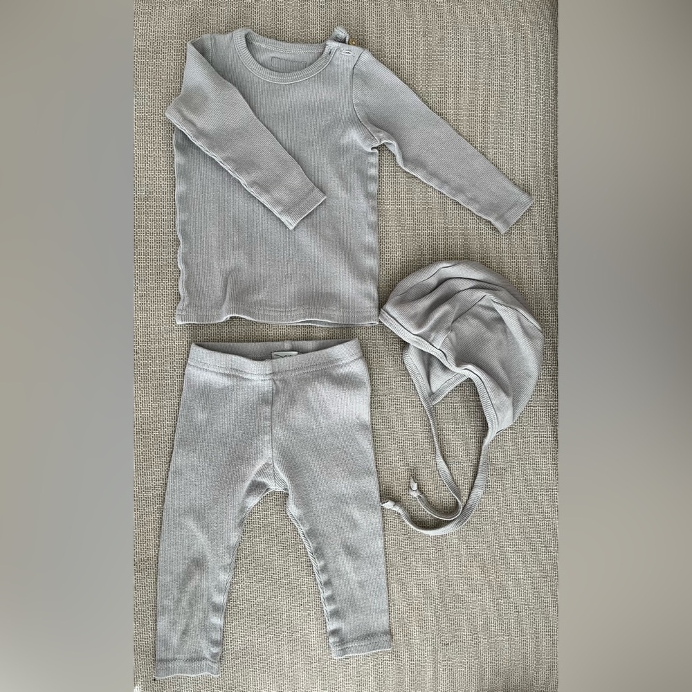 Lil Legs 12M Grey Ribbed Outfit Set